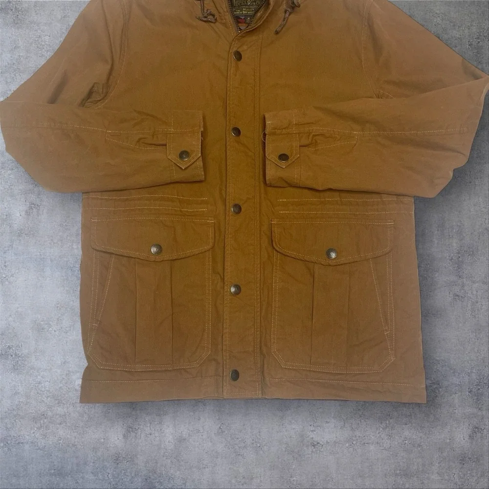 Vtg Lucky Brand Canvas Barn Chore‎ Coat Jacket Mens M Aztec Blanket Lined Hood